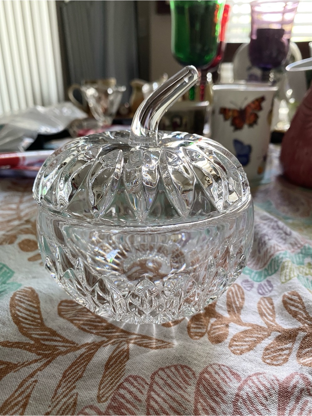 Gorham Lead Crystal Althea 2 Piece Apple (Pumpkin) in 1980s. Stunning condition.